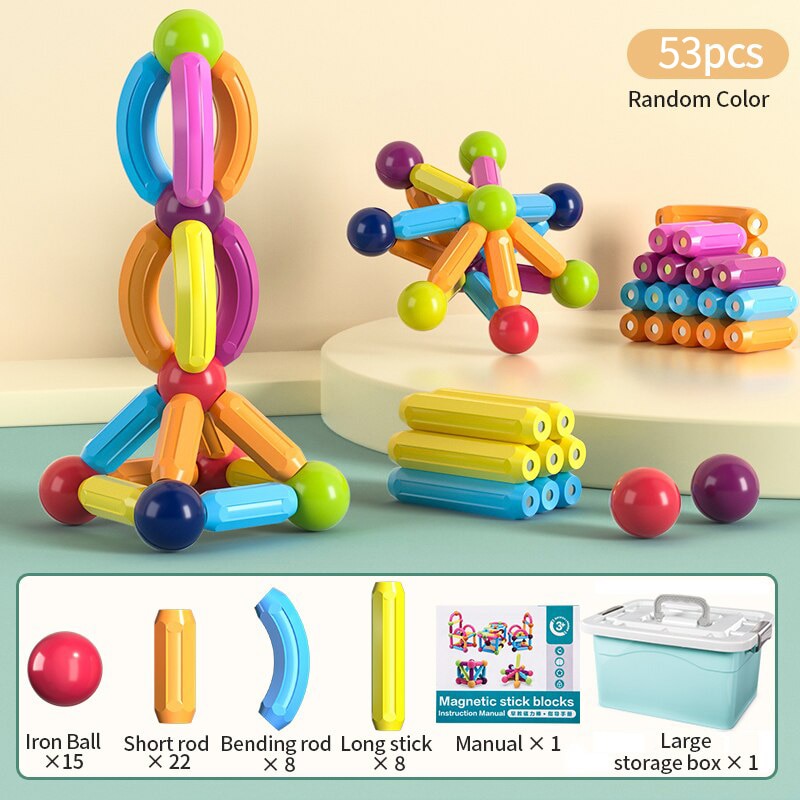 Montessori Educational Toys for Kids: Magnetic Construction Set with Magnetic Balls and Stick Building Blocks - Perfect Gift for Children