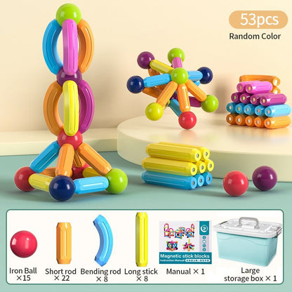 Montessori Educational Toys for Kids: Magnetic Construction Set with Magnetic Balls and Stick Building Blocks - Perfect Gift for Children