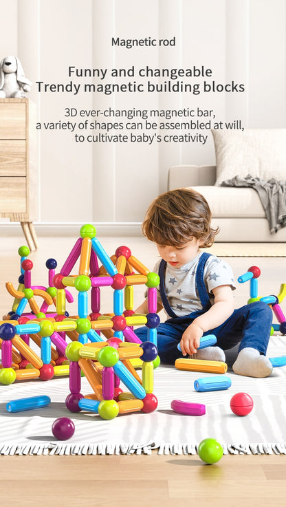 Montessori Educational Toys for Kids: Magnetic Construction Set with Magnetic Balls and Stick Building Blocks - Perfect Gift for Children