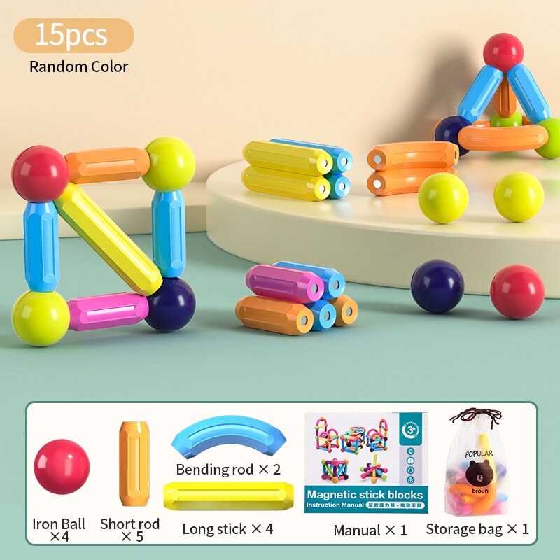 Montessori Educational Toys for Kids: Magnetic Construction Set with Magnetic Balls and Stick Building Blocks - Perfect Gift for Children