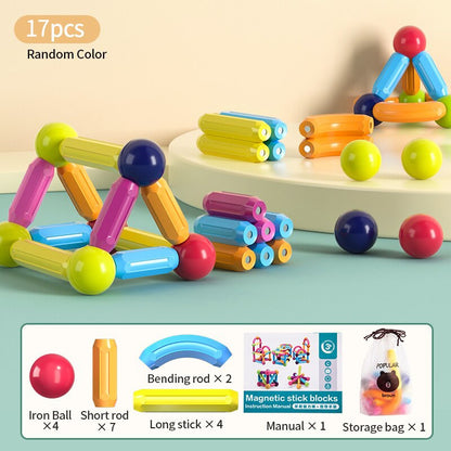 Montessori Educational Toys for Kids: Magnetic Construction Set with Magnetic Balls and Stick Building Blocks - Perfect Gift for Children