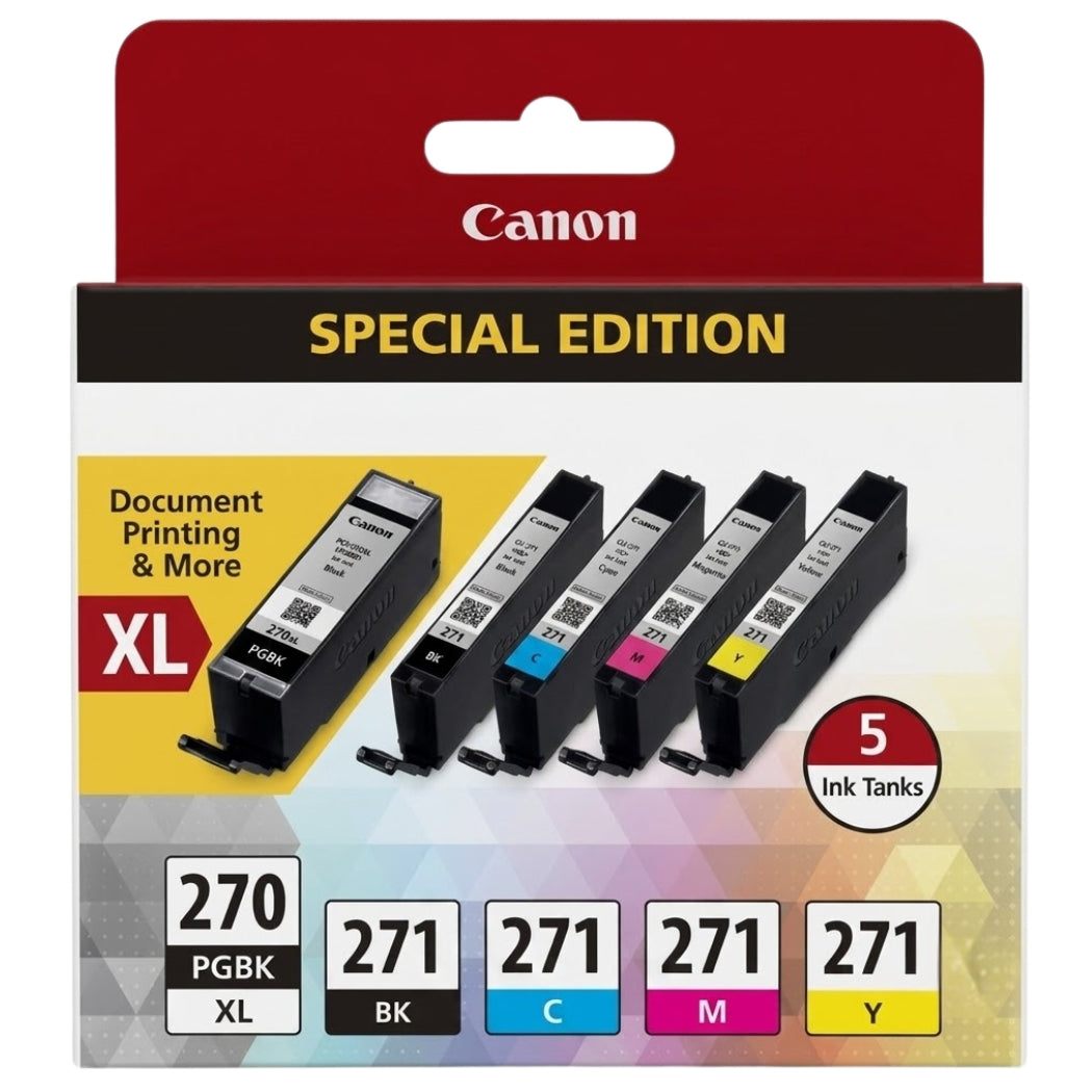 New, Pre-Owned - Canon PG-270XL Black and CLI-271 Black and color Ink Cartridges-5pack