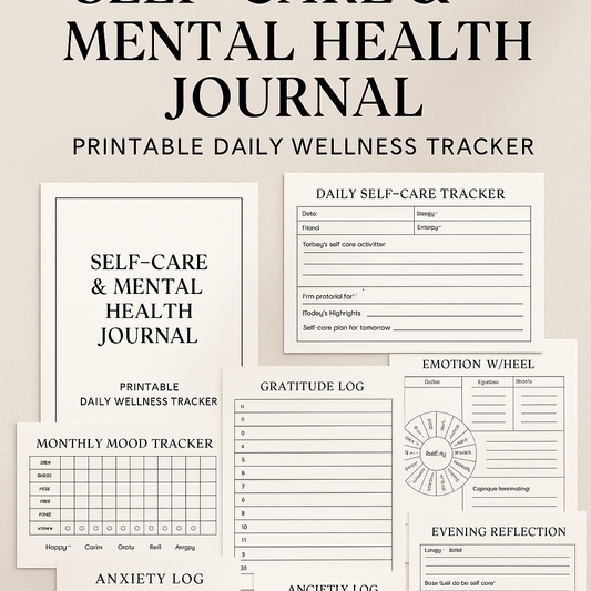 Self-Care & Mental Health Journal – 20-Page Printable Wellness Tracker (PDF Download)