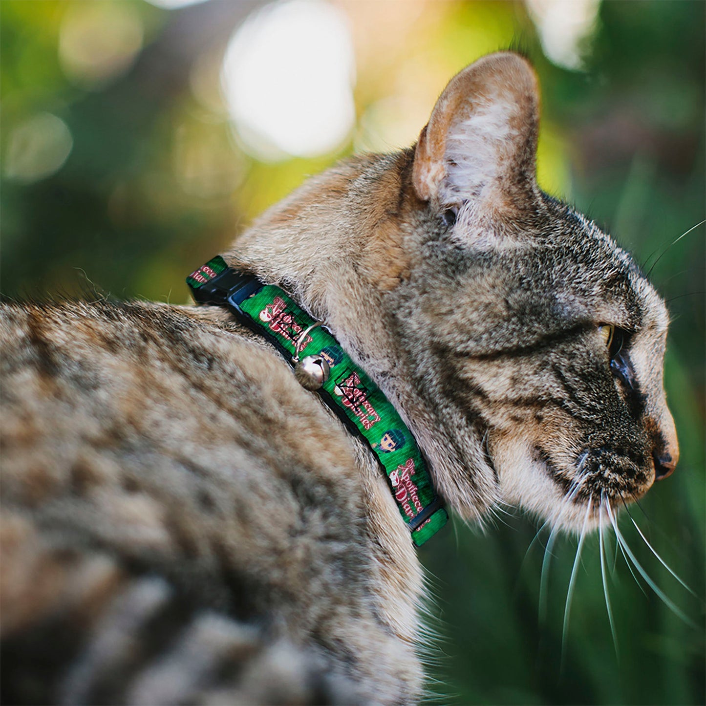 Breakaway Cat Collar with Bell - THE APOTHECARY DIARIES Maomao Grinding Pose and Title Logo Greens