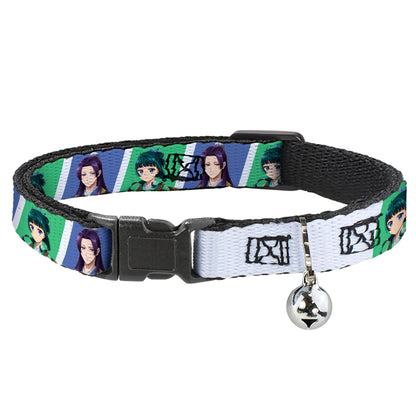 Breakaway Cat Collar with Bell - The Apothecary Diaries Jinshi and Maomao Pose Blocks White/Blue/Green