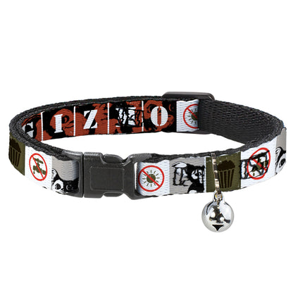 Cat Collar Breakaway - Gremlins GIZMO Poses Rules Blocks Red Greens Grays White