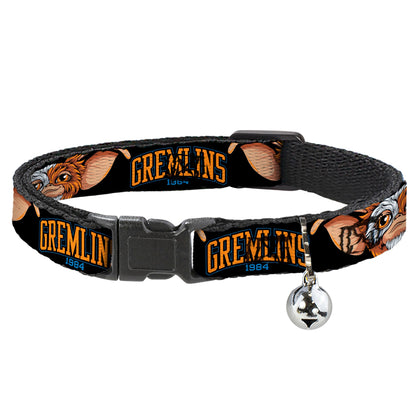 Breakaway Cat Collar with Bell - GREMLINS 1984 Gizmo Face Close-Up Black