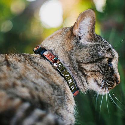 Breakaway Cat Collar with Bell - Gremlins GIZMO Text and Pose Blocks White/Multi Color