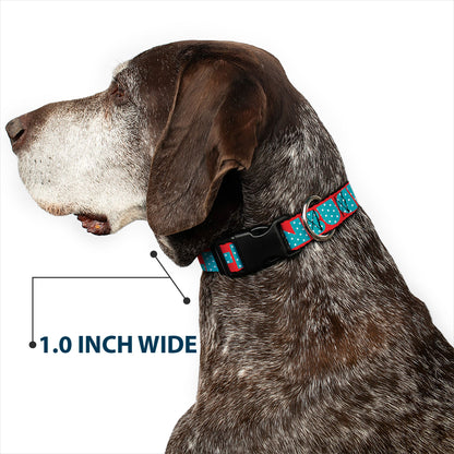 Plastic Clip Collar - BUCKLE-DOWN Shapes Red/Dot Turquoise/White