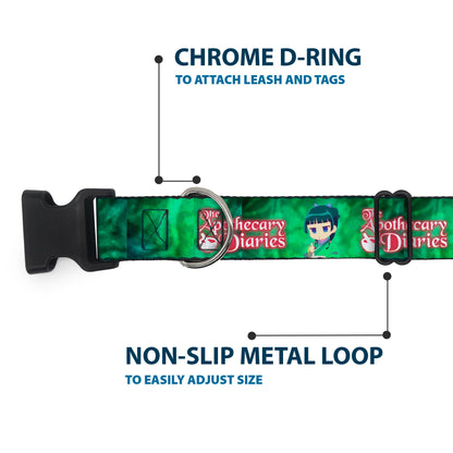 Plastic Clip Collar - THE APOTHECARY DIARIES Maomao Grinding Pose and Title Logo Greens