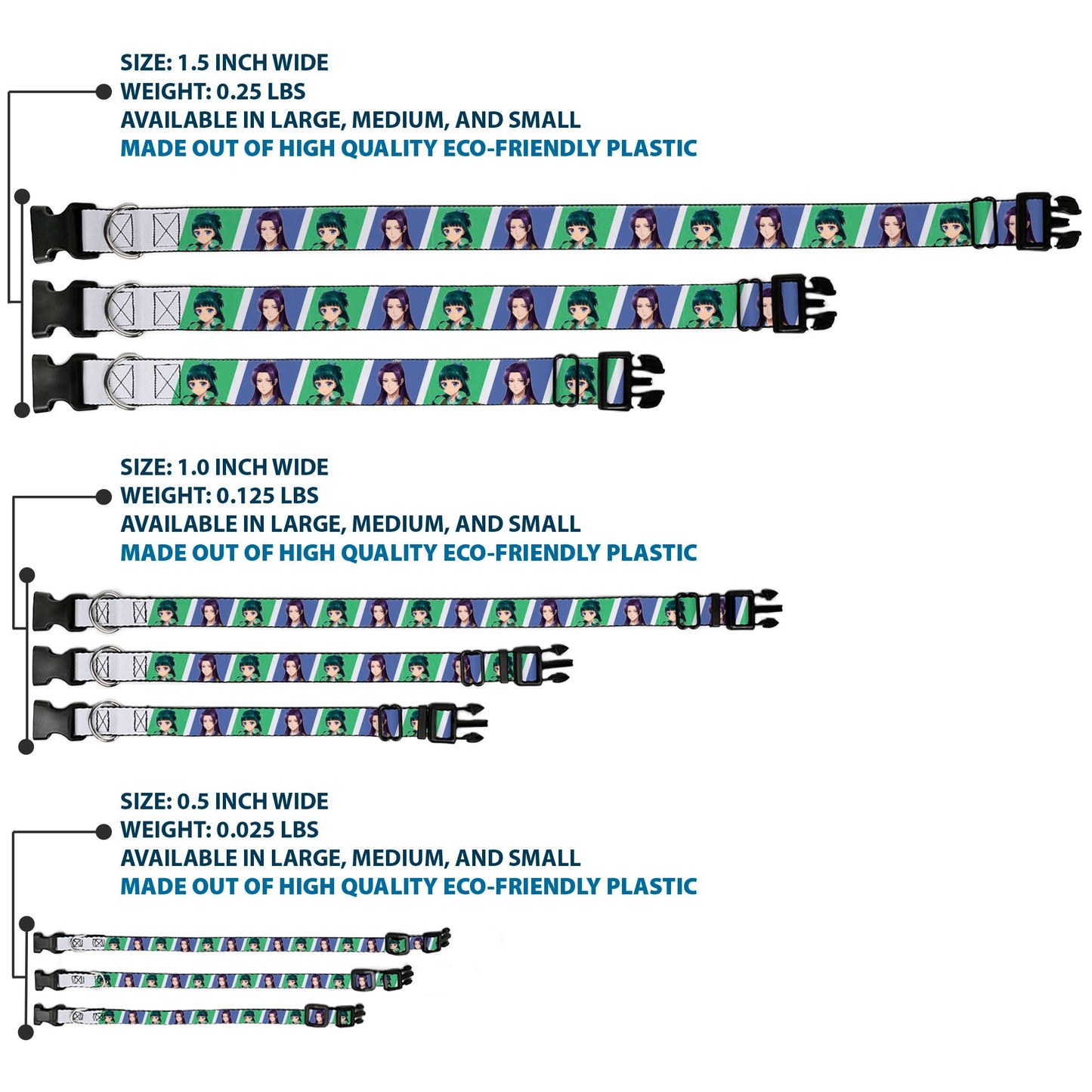 Plastic Clip Collar - The Apothecary Diaries Jinshi and Maomao Pose Blocks White/Blue/Green