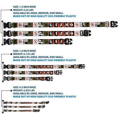Plastic Clip Collar - Gremlins GIZMO Poses/Rules Blocks Red/Greens/Grays/White