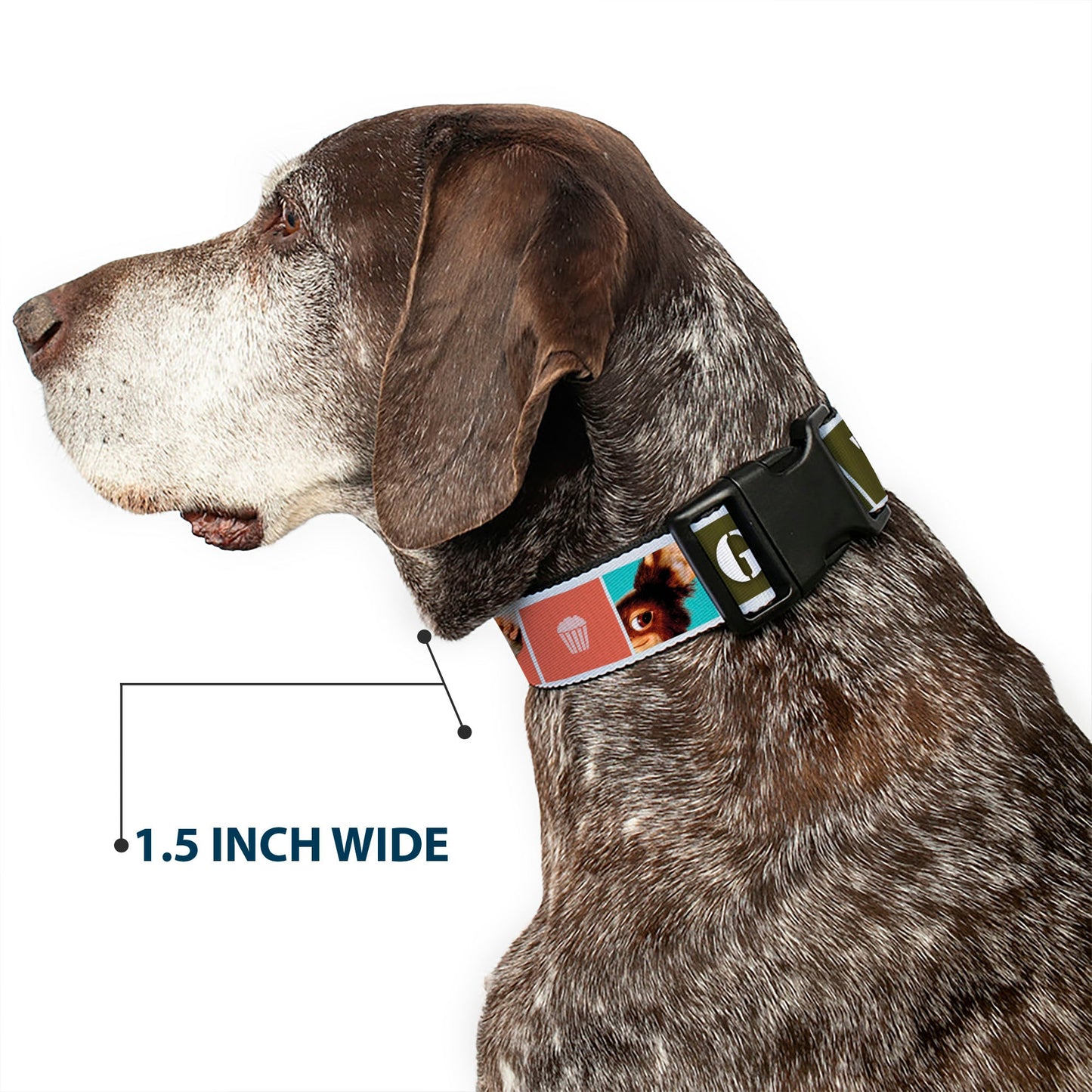 Plastic Clip Collar - Gremlins GIZMO Text and Pose Blocks White/Multi Color