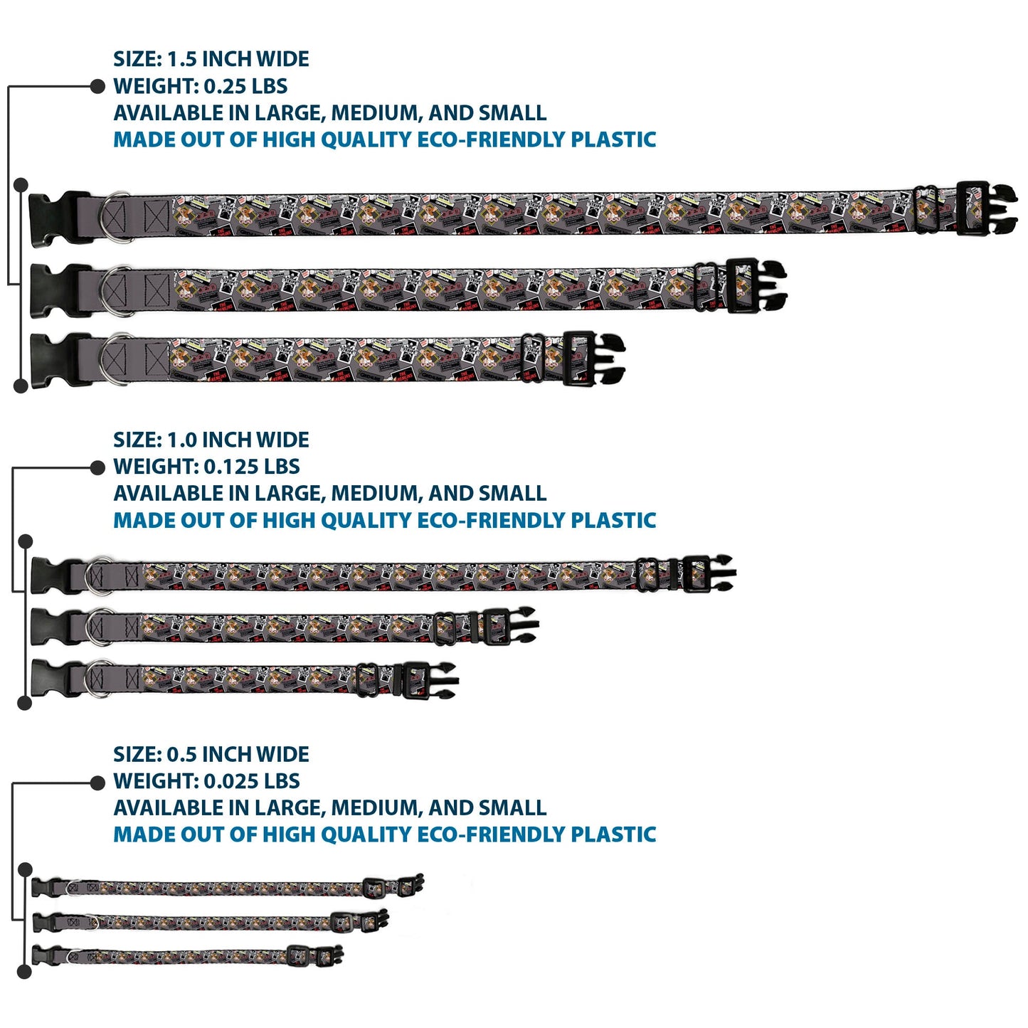 Plastic Clip Collar - Gremlins Gizmo Pose and Rules Collage Gray