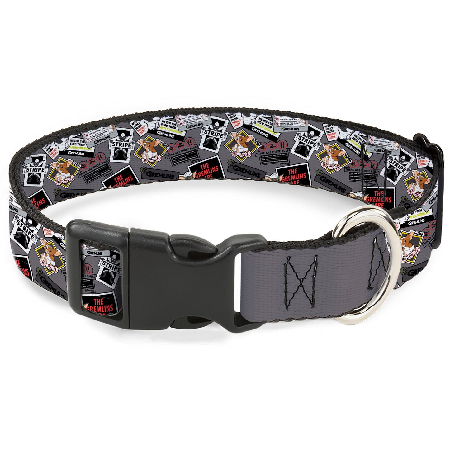 Plastic Clip Collar - Gremlins Gizmo Pose and Rules Collage Gray