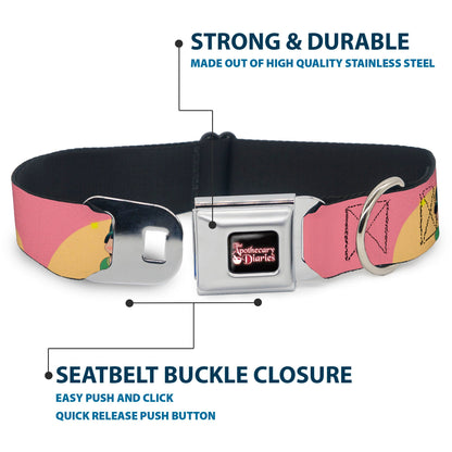 THE APOTHECARY DIARIES Title Logo Full Color Black/Red/White Seatbelt Buckle Collar - The Apothecary Diaries Chibi Maomao Cat Pose Pink/Yellow
