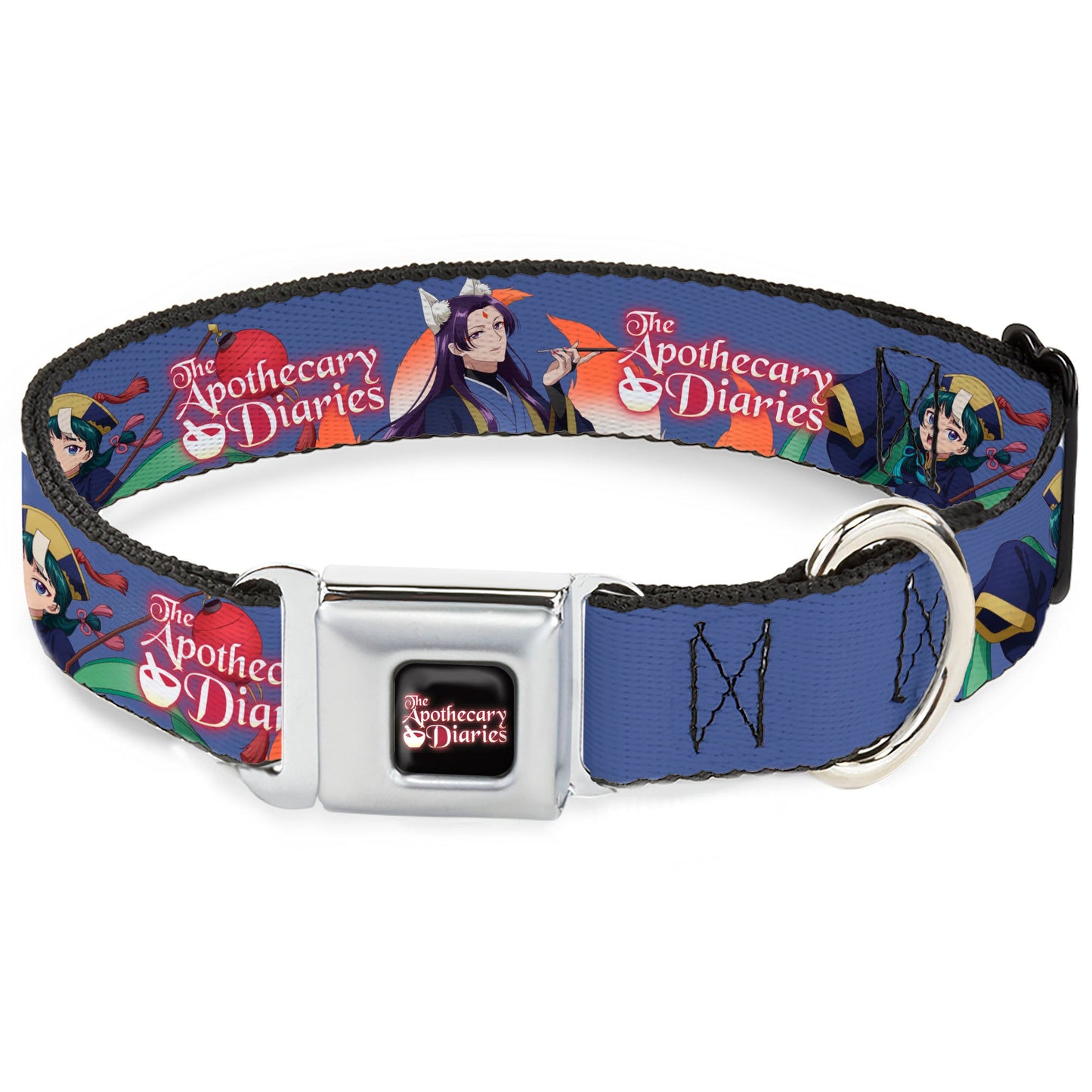 THE APOTHECARY DIARIES Title Logo Full Color Black/Red/White Seatbelt Buckle Collar - THE APOTHECARY DIARIES Jinshi and Maomao Pose and Title Logo Purple