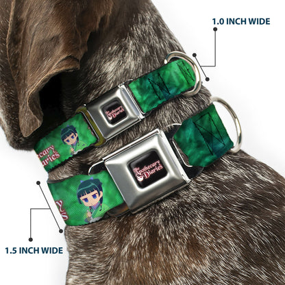 THE APOTHECARY DIARIES Title Logo Full Color Black/Red/White Seatbelt Buckle Collar - THE APOTHECARY DIARIES Maomao Grinding Pose and Title Logo Greens