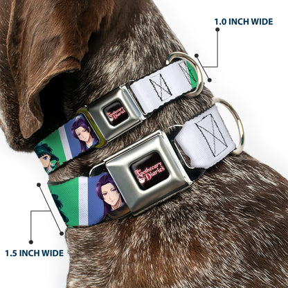 THE APOTHECARY DIARIES Title Logo Full Color Black/Red/White Seatbelt Buckle Collar - The Apothecary Diaries Jinshi and Maomao Pose Blocks White/Blue/Green