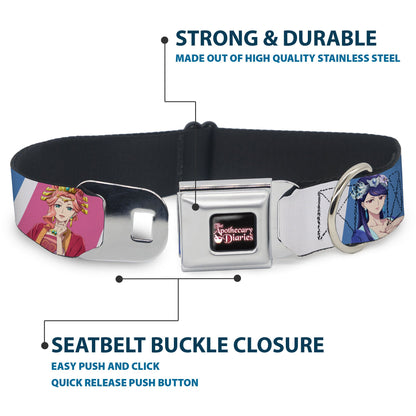 THE APOTHECARY DIARIES Title Logo Full Color Black/Red/White Seatbelt Buckle Collar - The Apothecary Diaries Gyokuyo and Lihua Pose Blocks White/Pink/Blue
