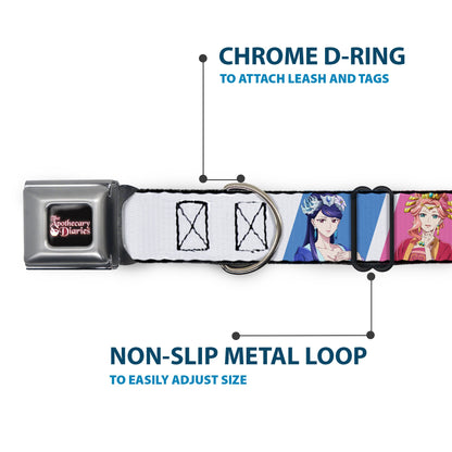 THE APOTHECARY DIARIES Title Logo Full Color Black/Red/White Seatbelt Buckle Collar - The Apothecary Diaries Gyokuyo and Lihua Pose Blocks White/Pink/Blue