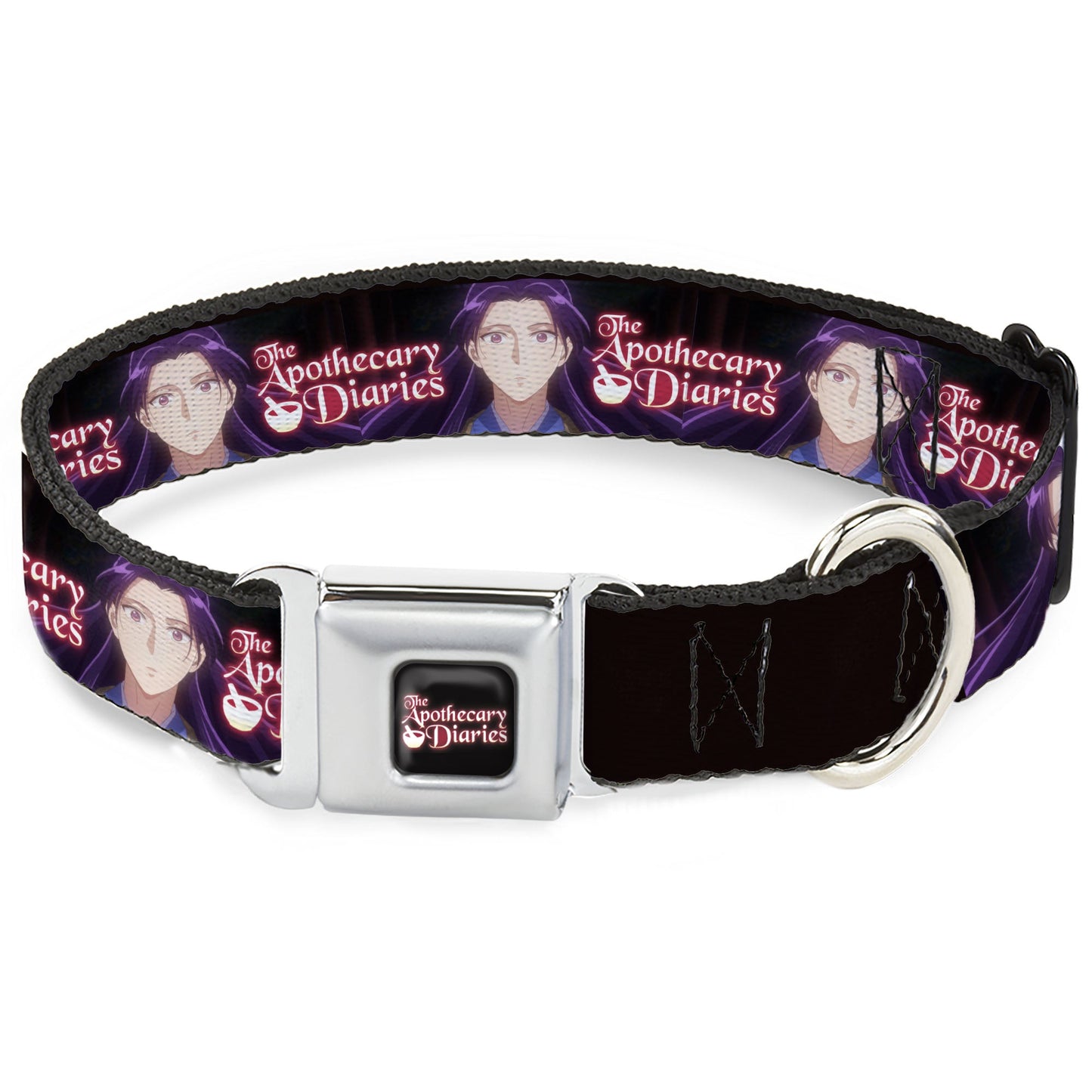 THE APOTHECARY DIARIES Title Logo Full Color Black/Red/White Seatbelt Buckle Collar - THE APOTHECARY DIARIES Jinshi Pose and Title Logo Black