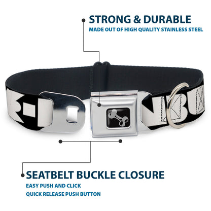 Dog Bone Seatbelt Buckle Collar - BUCKLE-DOWN Shapes Black/White