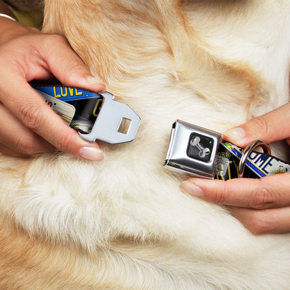 Dog Bone Seatbelt Buckle Collar - Cali License Plates Stacked