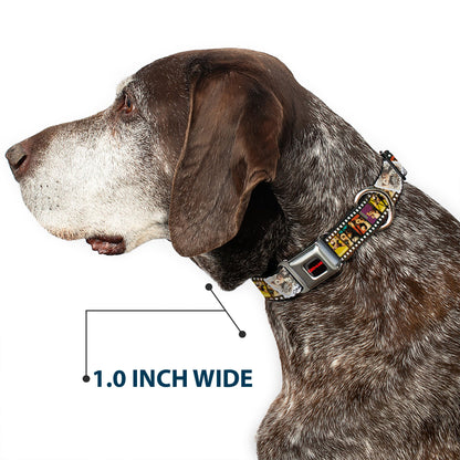 GREMLINS Text Logo Full Color Black/Red Seatbelt Buckle Collar - Gremlins Gizmo Filmstrip Poses Multi Color