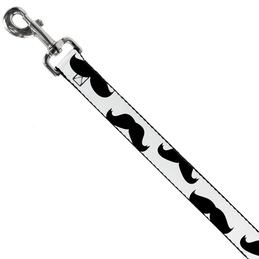 Dog Leash - Mustaches White/Black
