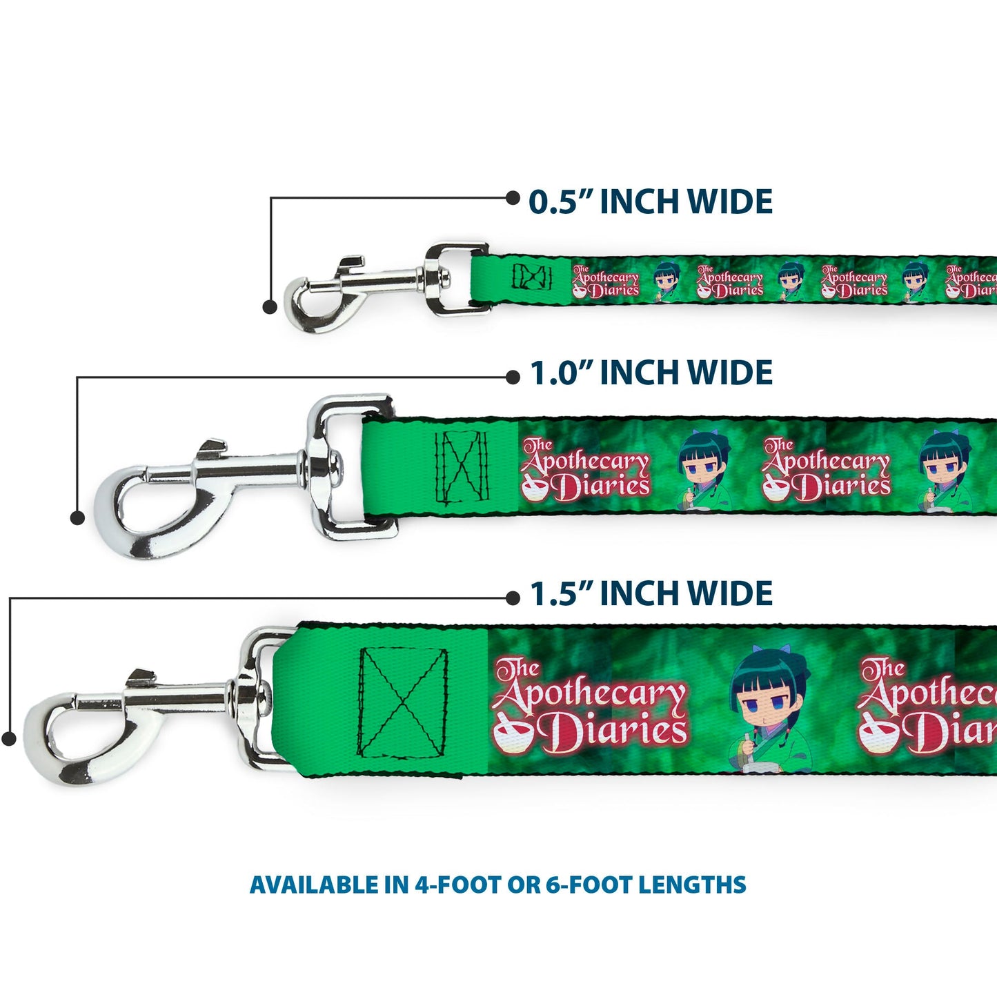 Dog Leash - THE APOTHECARY DIARIES Maomao Grinding Pose and Title Logo Greens