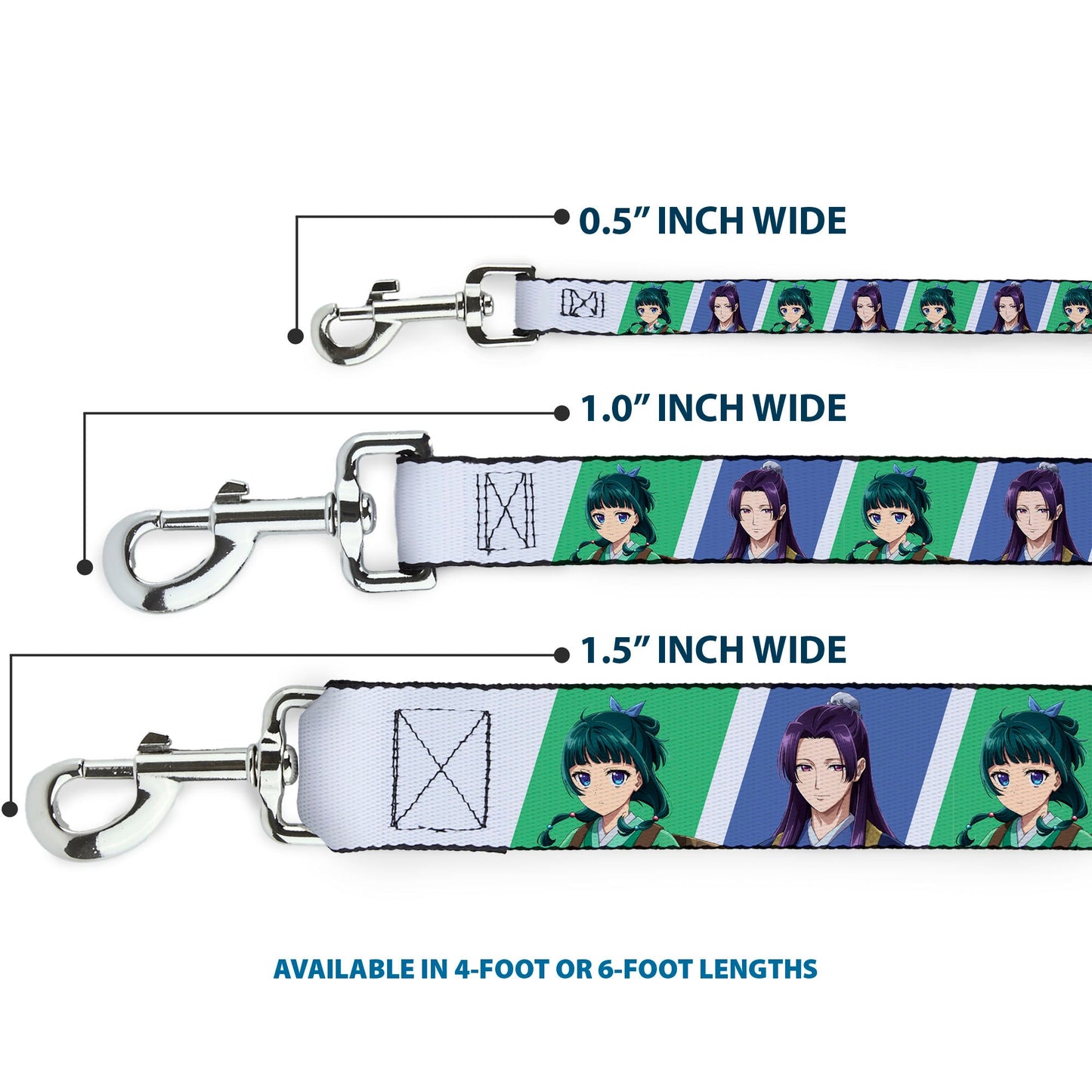 Dog Leash - The Apothecary Diaries Jinshi and Maomao Pose Blocks White/Blue/Green