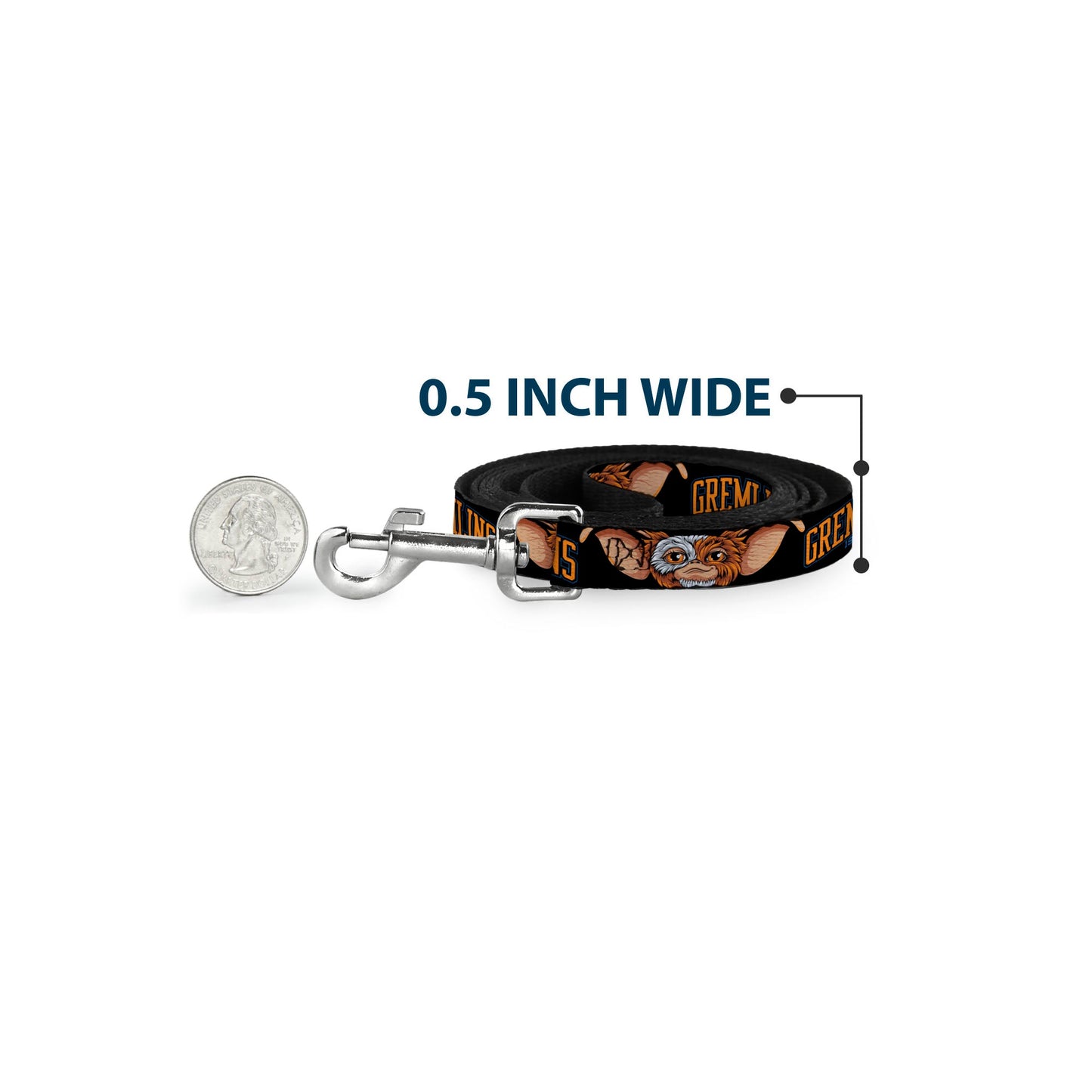 Dog Leash - GREMLINS 1984 Gizmo Face Close-Up Black