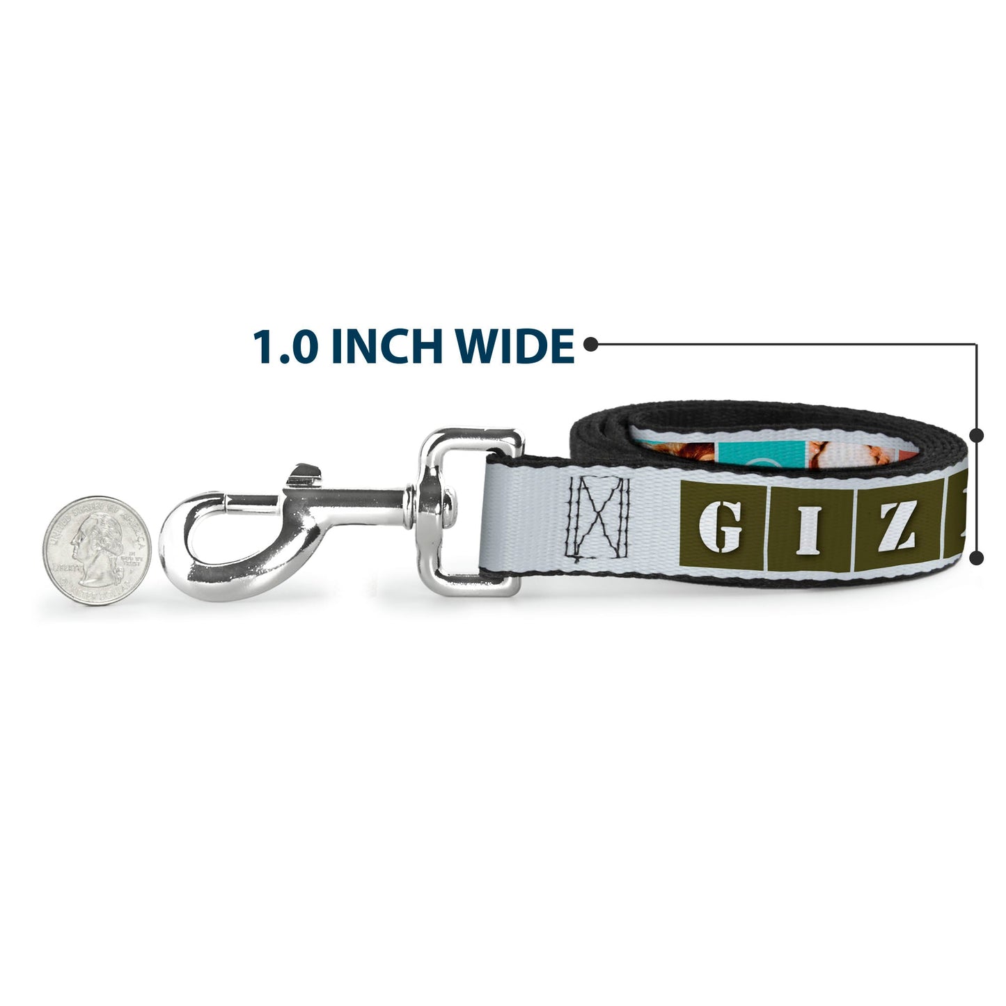 Dog Leash - Gremlins GIZMO Text and Pose Blocks White/Multi Color