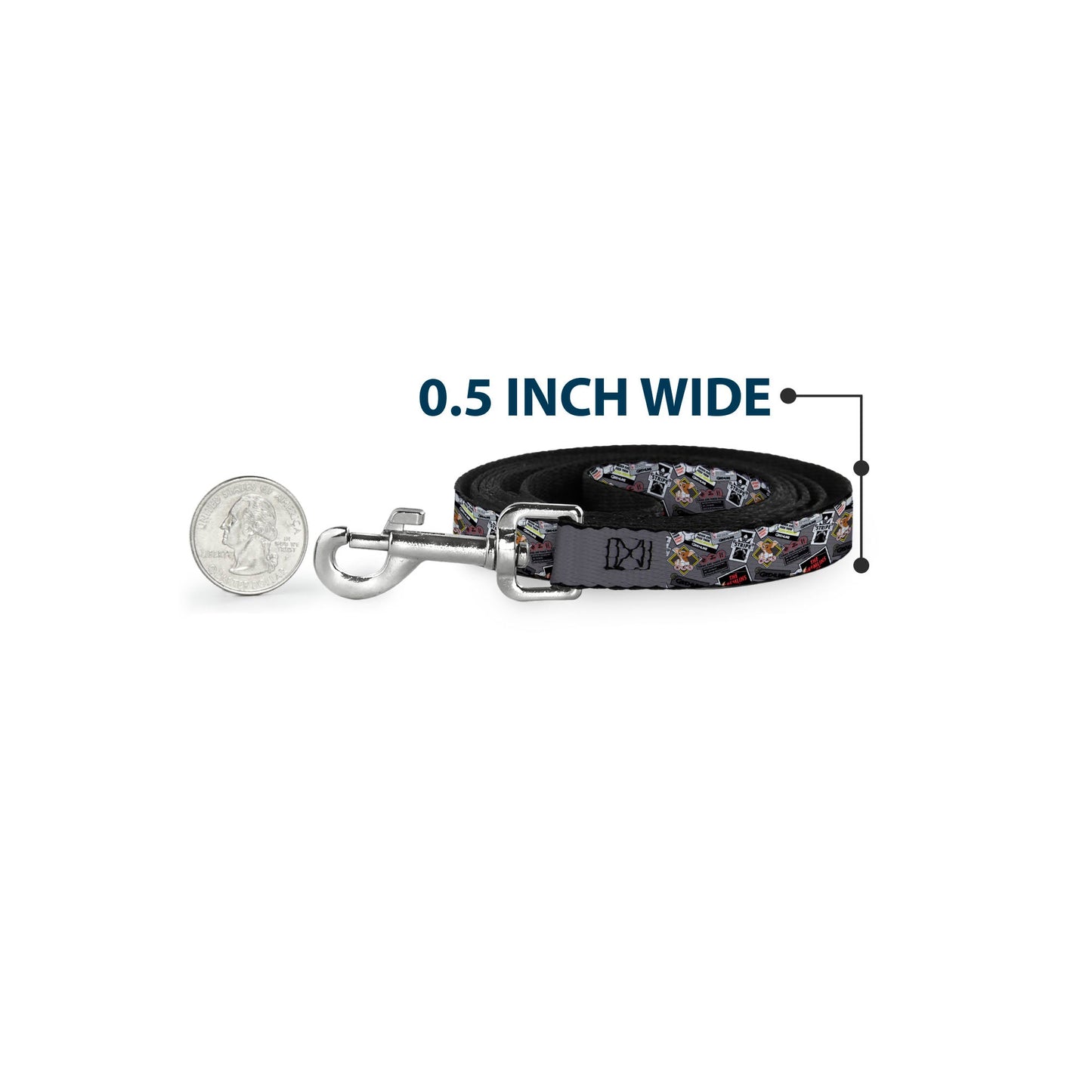 Dog Leash - Gremlins Gizmo Pose and Rules Collage Gray