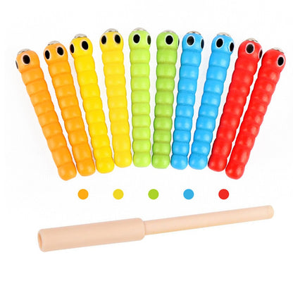 Wooden Strawberry Magnetic Bug Catching Game 5 Worms 1 Wooden Toys Accessories Montessori Toys Trematode Stick Accessory Toddler