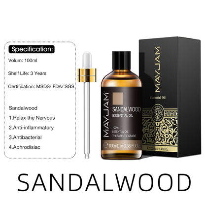 100ml Pure Natural Tea Tree Sandalwood Essential Oils Diffuser Plant Lavender Mint Vanilla Rosemary Eucalyptus Essential Oil