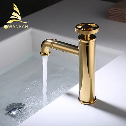 Retro Industrial Matte Black Brass Bathroom Faucets with Hot and Cold Water Mixer - Basin Faucets - Model WF-20A01