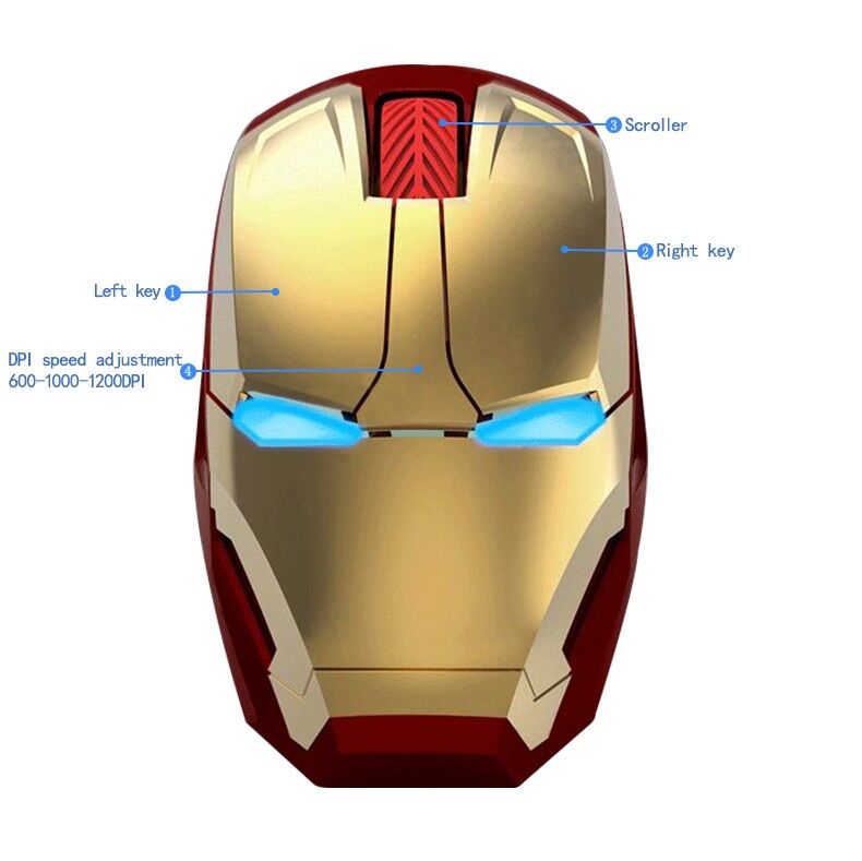 WEYES Wireless mouse for Iron man appearance Creative power saving Notebook computer games  mice The coolest Art