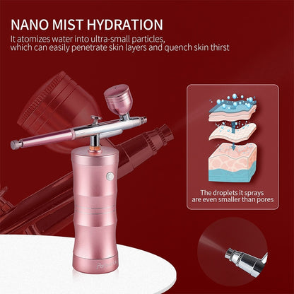Foreverlily Mini Air Compressor Kit Air-Brush Paint Spray Gun Airbrush For Nail Art Tattoo Craft Cake Face Nano Fog Mist Sprayer