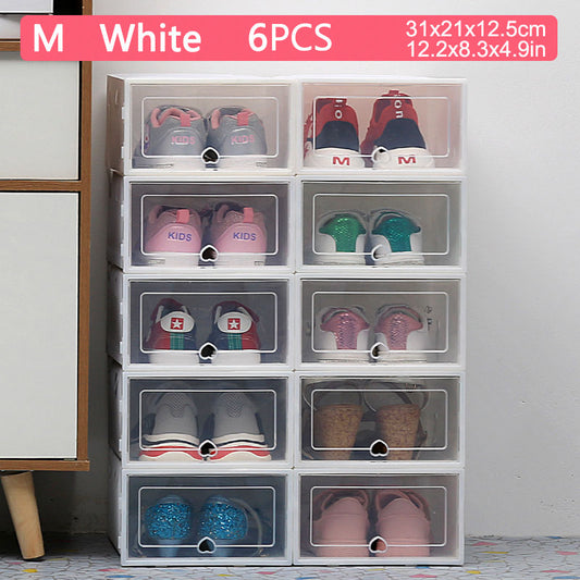 Clear Stackable Shoe Storage Set - 6-Piece Dustproof Shoe Boxes for Closet and Cosmetics