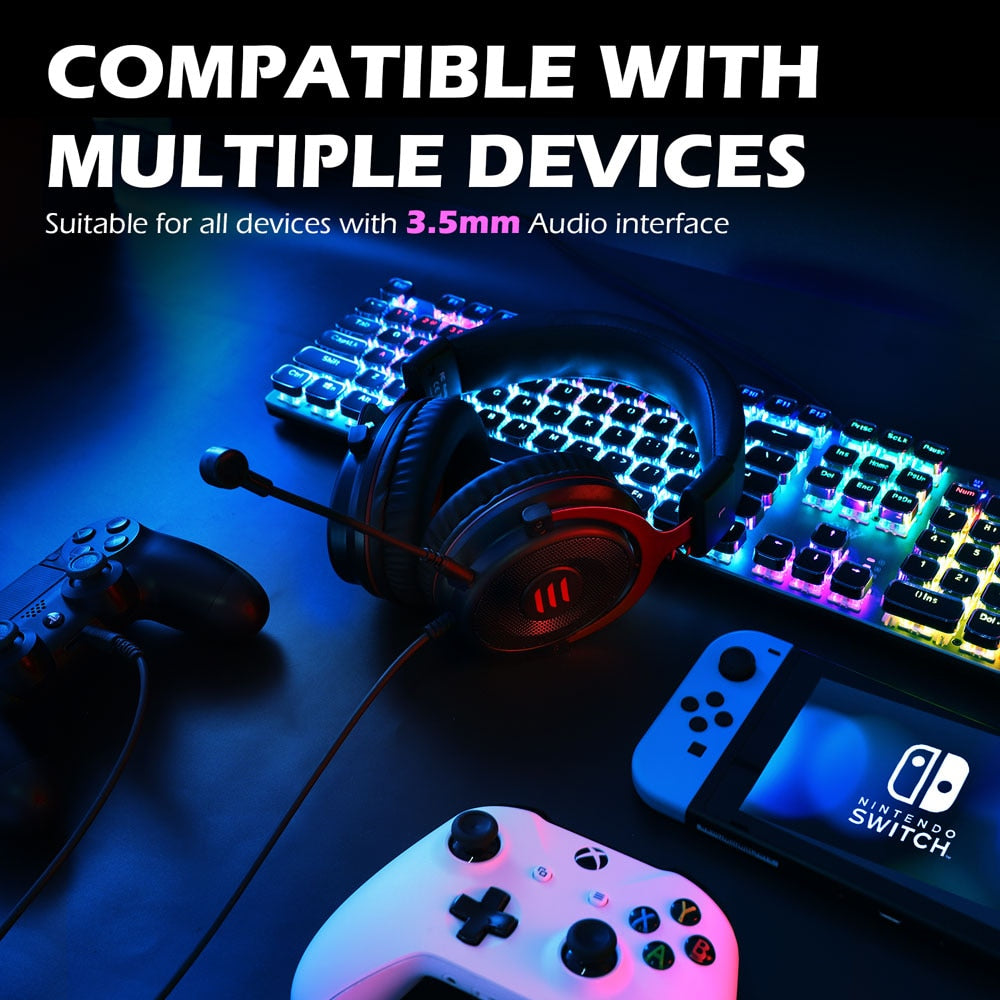 Professional Gaming Headset - Stereo Wired Game Headphones with Microphone for PS4, Smartphone, Xbox, and PC
