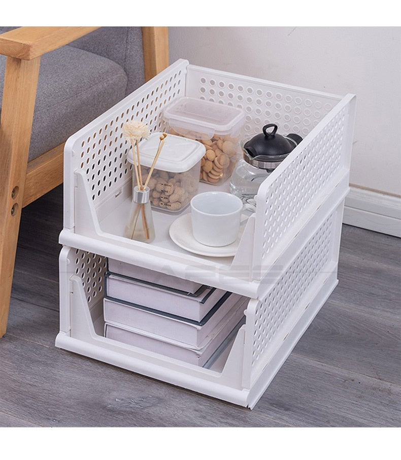 Multi-Layered Foldable Wardrobe Organizer with Drawers - Stackable, Space-Saving, and Convenient Closet Storage Solution