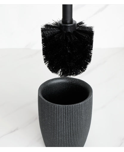 Sleek Black Bathroom Set: Soap Dispenser, Toothbrush Holder, Tumbler, Soap Dish, Mouthwash Cup, Toilet Brush Holder