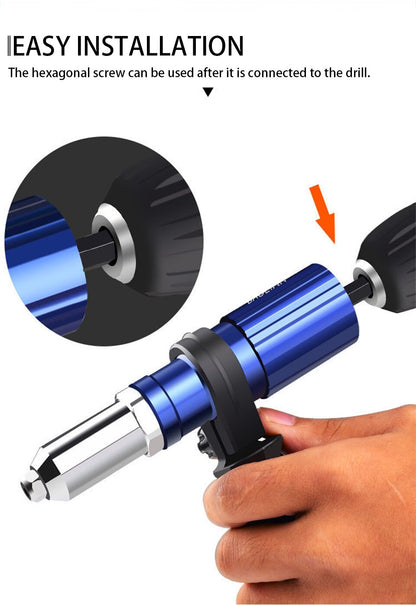 Cordless Electric Rivet Gun with Drill Adapter: 2.4mm-4.8mm Rivet Nut Gun for Effortless Insert Nut Pulling and Riveting