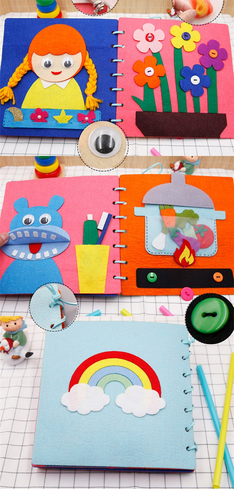 Cloth Book Toddler Montessori Toys DIY Craft Castle Rainbow  Handmade Book Busy Board Baby Early Learning Education Basic Life