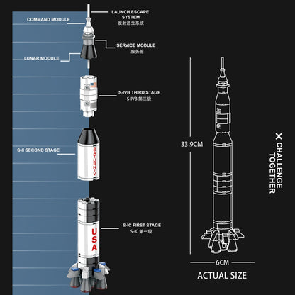 Space Exploration Building Blocks Toy Set - Build Your Own Saturn V Rocket, Space Station, and Shuttle Launch Model for Kids