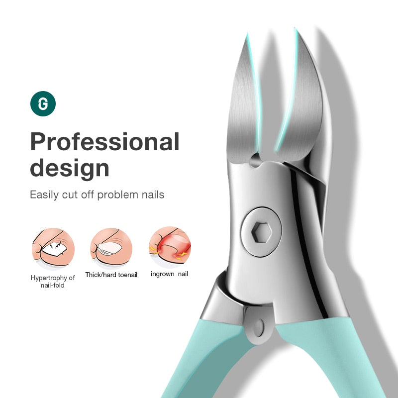Stainless Steel Ingrown Nail Clippers - Professional Pedicure Tool for Thick Toenail Correction and Deep Nail Groove Care