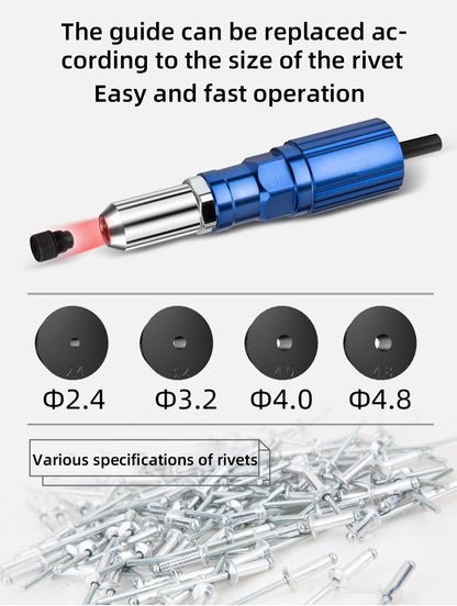 Cordless Electric Rivet Gun with Drill Adapter: 2.4mm-4.8mm Rivet Nut Gun for Effortless Insert Nut Pulling and Riveting