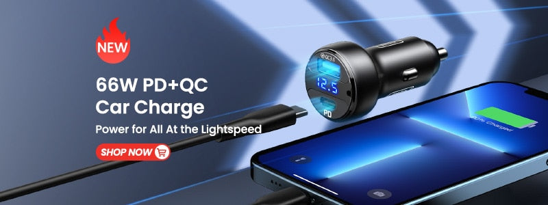 INIU 60W USB Car Charger 5A Type C PD QC Fast Charging Phone Adapter For iPhone 14 13 12 11 Pro Max 8 Xiaomi Samsung S21 S20 S10